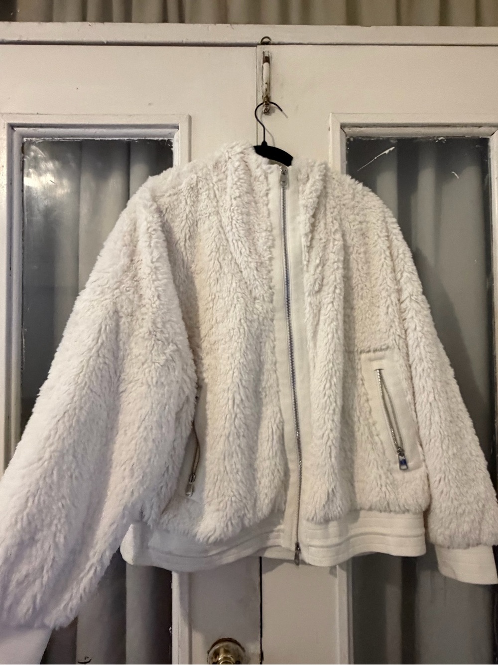Varley White Furry Zip-Up Jacket for Women